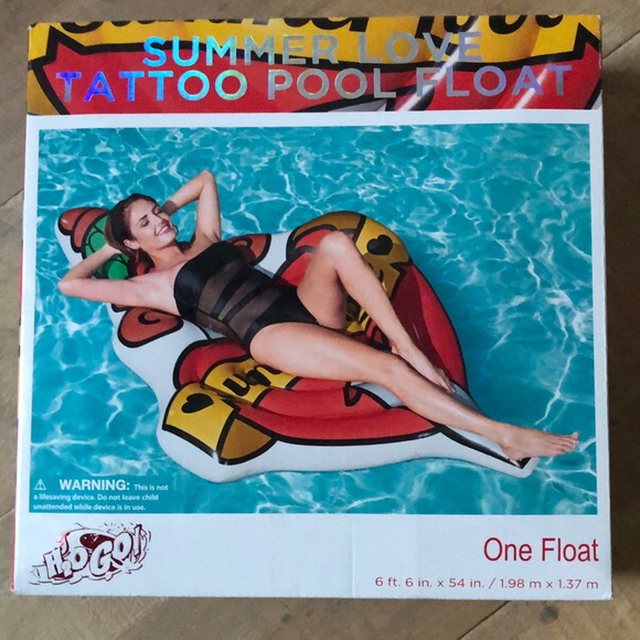 Pool Float Summer Love ❤️ Tattoo ⚔️ H20 GO Bestway 6x54x6 NWT - Picture 1 of 14